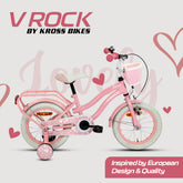 V-Rock Lovely 14T Pink Kids Bike, Steel Frame, Rear Coaster & V Brake, Basket & Support Wheels, 14 inch BMX Cycle (Single Speed, Pink, Rigid)
