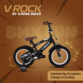 VROCK 14T BMX Fun Kids Bicycle with Training Wheels, Matt Black Steel Frame, Single Speed, Front V-Brake & Coaster Brak