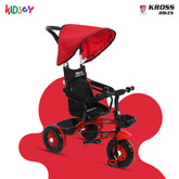 Kidjoy SS-100 Kids Tricycle for 1.5–4 Years with Parental Handle, Canopy & Safety Guard – Steel Frame (Red)