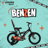 Kross Benzen Crush 14T Kids Cycle with Training Wheels, Back Rest & Bottle – Black