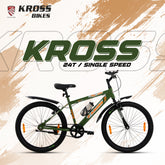 Kross K 2.0 24T MTB Cycle – Army Green | Steel Frame | V-Brake | 24 x 2.40 Tyres