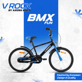 V Rock 20T BMX Fun Kids Bicycle | 20 Inch Wheels | Steel Frame | Coaster Brake | Black-Blue | Age 6-9 Years