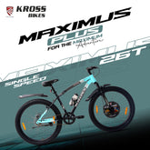 Kross Maximus Plus 26T Steel Single Speed Mountain Bike with Front & Rear Disc Brakes (26x2.40T, Blue Alloy Rims)
