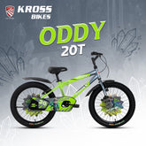 Kross Oddy 20T Kids Bicycle with Training Wheels, V-Brakes, Steel Frame, Green/Grey