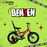 Kross Benzen Crush 14T Kids Cycle with Training Wheels, Back Rest & Bottle – Red