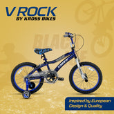 V Rock Black Ice 18T Kids Bicycle | Steel Frame | Training Wheels | Front & Rear Caliper Brakes