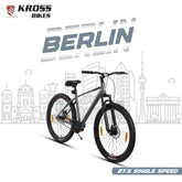 Kross Berlin 27.5T MTB Cycle | Dual Disc Brake | 27.5” x 2.40 Tyres | Steel Frame | Grey