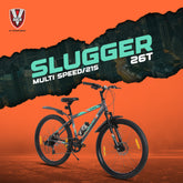 V Rock Slugger 26T 7 Speed Mountain Bike with Suspension Fork, Disc Brakes & Steel Frame (Grey)