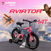 Kross Aviator 14T Kids Bicycle Grey & Pink | 14 Inch Wheel | Training Wheels | Dual Caliper Brakes | Non-Geared | Age 3-5 Years