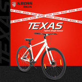 TEXAS KROSS 700C Hybrid Bicycle – 18" Steel Frame, 28" Wheels, Dual Disc Brakes - White