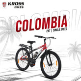 Kross Colombia 24T Kids Bicycle with V-Brakes, Mudguard & Chain Cover – Red/Black