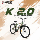 Kross K-2.0 27.5T MTB Cycle | Steel Frame | Single Speed | Army Green | Dual Disc