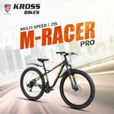 V Rock M-Racer Pro 29T Matt Black Unisex Mountain Bike, 21 Speed L-Twoo, Steel Frame, Dual Disc