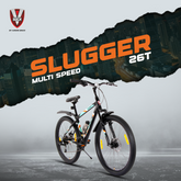 V Rock Slugger 26T 7 Speed Mountain Bike with Suspension Fork, Disc Brakes & Steel Frame (Black)