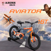 Kross Aviator 16T Kids Bicycle Grey Orange with Training Wheels | Front & Rear Caliper Brakes | 16 x 2.40 Tyres