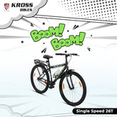 Kross Boom Boom 26T Inbuilt Carrier| Single Speed Mountain Cycle with V-Brakes | 26 Inch (Black)