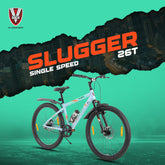 V Rock Slugger 26T Blue – Single Speed MTB with Dual Disc Brakes, Steel Rims & Front Suspension
