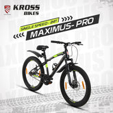 Kross Maximus Pro Kross 24T Black/Yellow MTB – 37 cm Frame, Dual Disc Brakes, Front Suspension