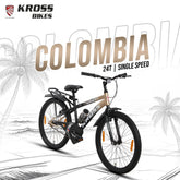 Kross Colombia 24T Kids Bicycle with V-Brakes, Mudguard & Chain Cover – Gold/Black