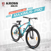 Kross Maximus Pro 26T Single Speed Mountain Bike with Suspension Fork, Dual Disc Brakes, Steel Frame, 2.4” Tyres & Alloy Double-Wall Rims (Blue)