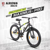 Kross Maximus Pro 24T MTB Cycle – 24" Tyres, Suspension Fork, Single Speed, Dual Disc (Black)