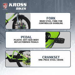 Kross Oddy 20T Kids Bicycle, V-Brakes, Steel Frame, Green/Grey