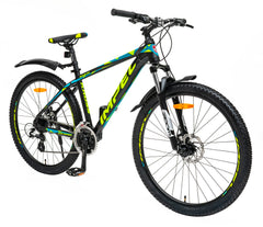 Mountain bike design in black and blue.