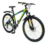 Mountain bike design in black with yellow accents.