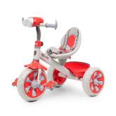 Kidjoy TX-1 Kids Tricycle | Steel Frame, Adjustable Parental Handle, EVA Wheels & Safety Accessories (Red/Grey)