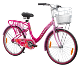 Kross Gauzy 24T Single Speed City Bike for Girls – Steel Frame, Basket, Mudguard & Side Stand (Ideal for 9+ Years)