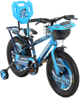 KROSS Romax 16T Kids Bicycle – Single Speed, Dual-Color Steel Frame, Caliper Brakes, Basket, Bottle Holder & Side Supporters (Blue)