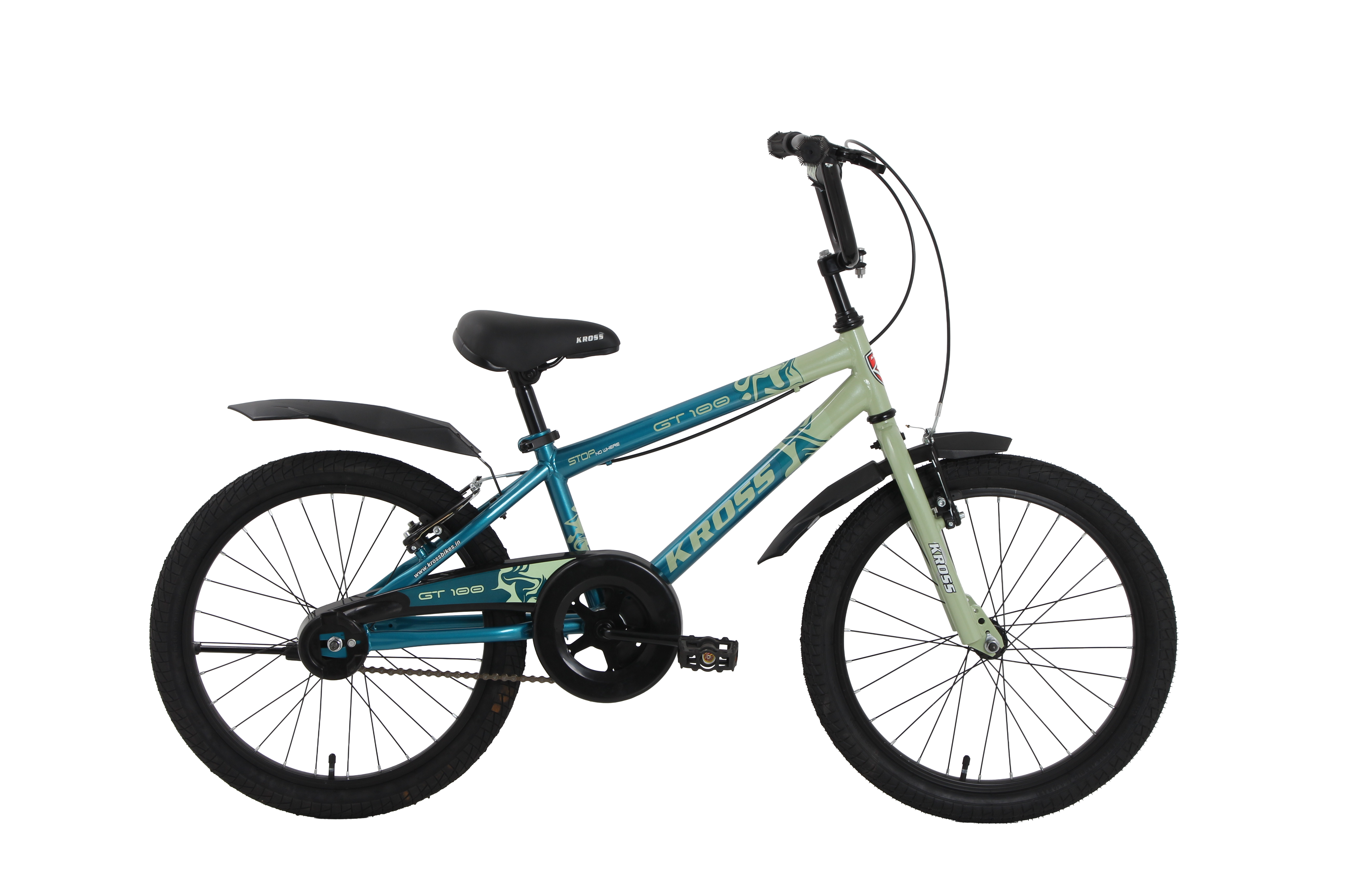Velo Bike クリートロック Kross GT-100 20T Kids Bicycle | Green-Light Green | Single Speed