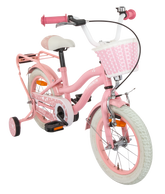 V-Rock Lovely 14T Pink Kids Bike, Steel Frame, Rear Coaster & V Brake, Basket & Support Wheels, 14 inch BMX Cycle (Single Speed, Pink, Rigid)