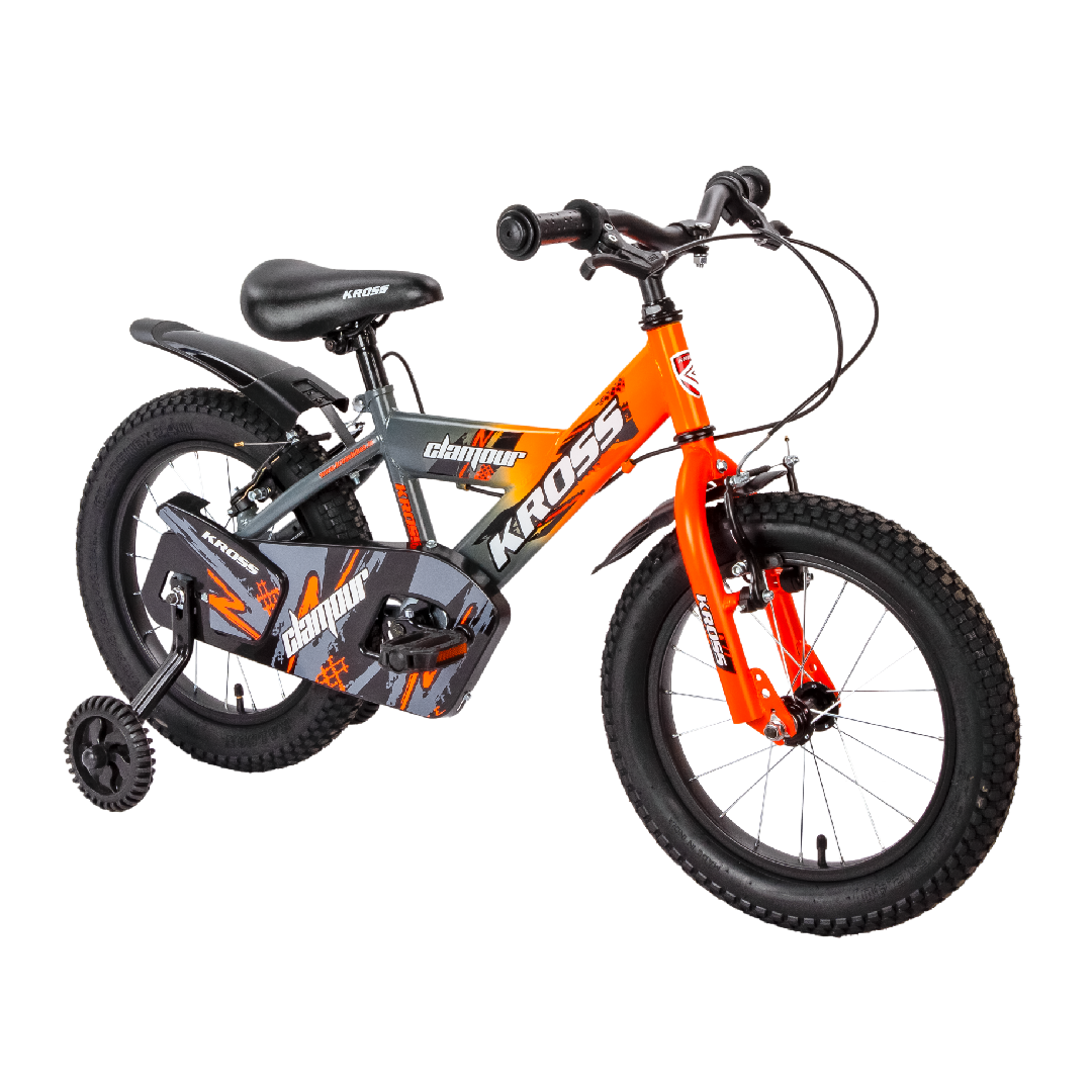Kross Clamour 16T Kids Cycle – Grey Orange, Steel Frame, Alloy Rim Matt Grey Orange 16T SS