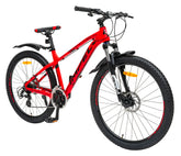 Mountain bike in black and matt red finish.