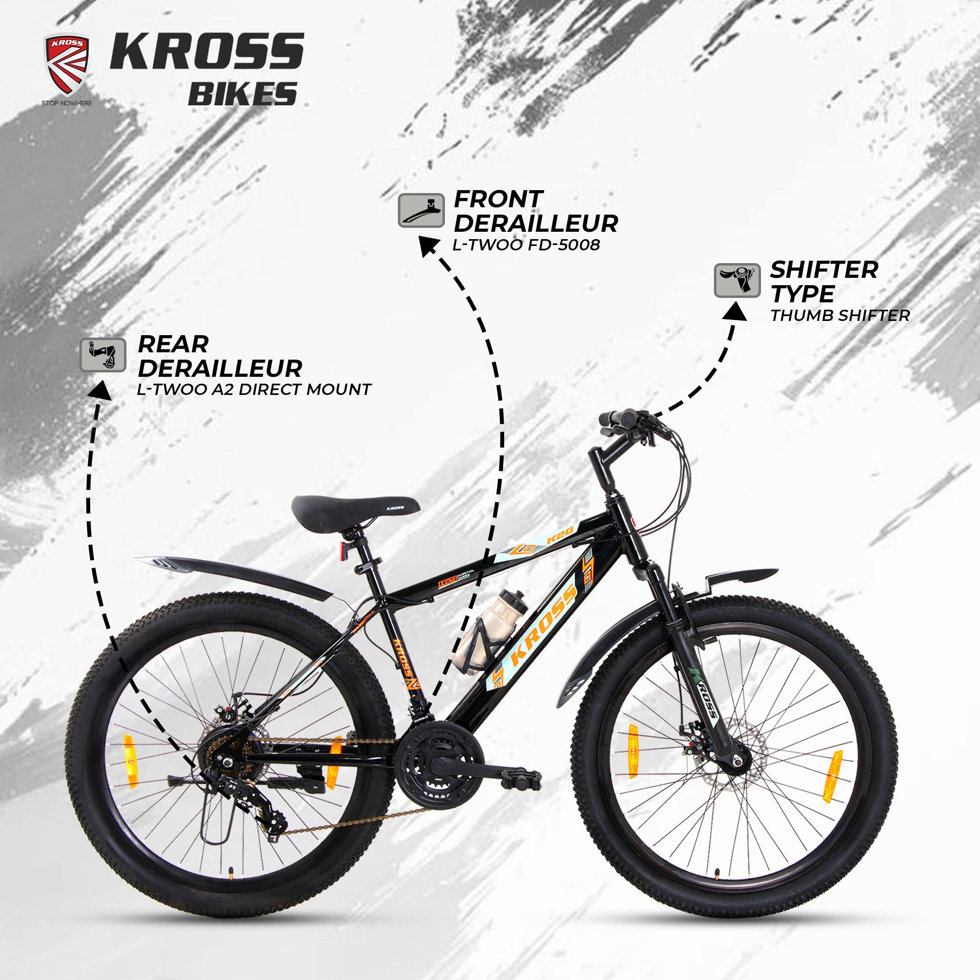 Kross 26T 21-Speed MTB Bicycle with Dual Disc Brakes & Suspension – Black