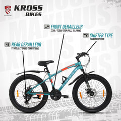 Kross Maximus Pro 24T 21-Speed MTB – Double Disc | Metallic Blue | Suspension Fork