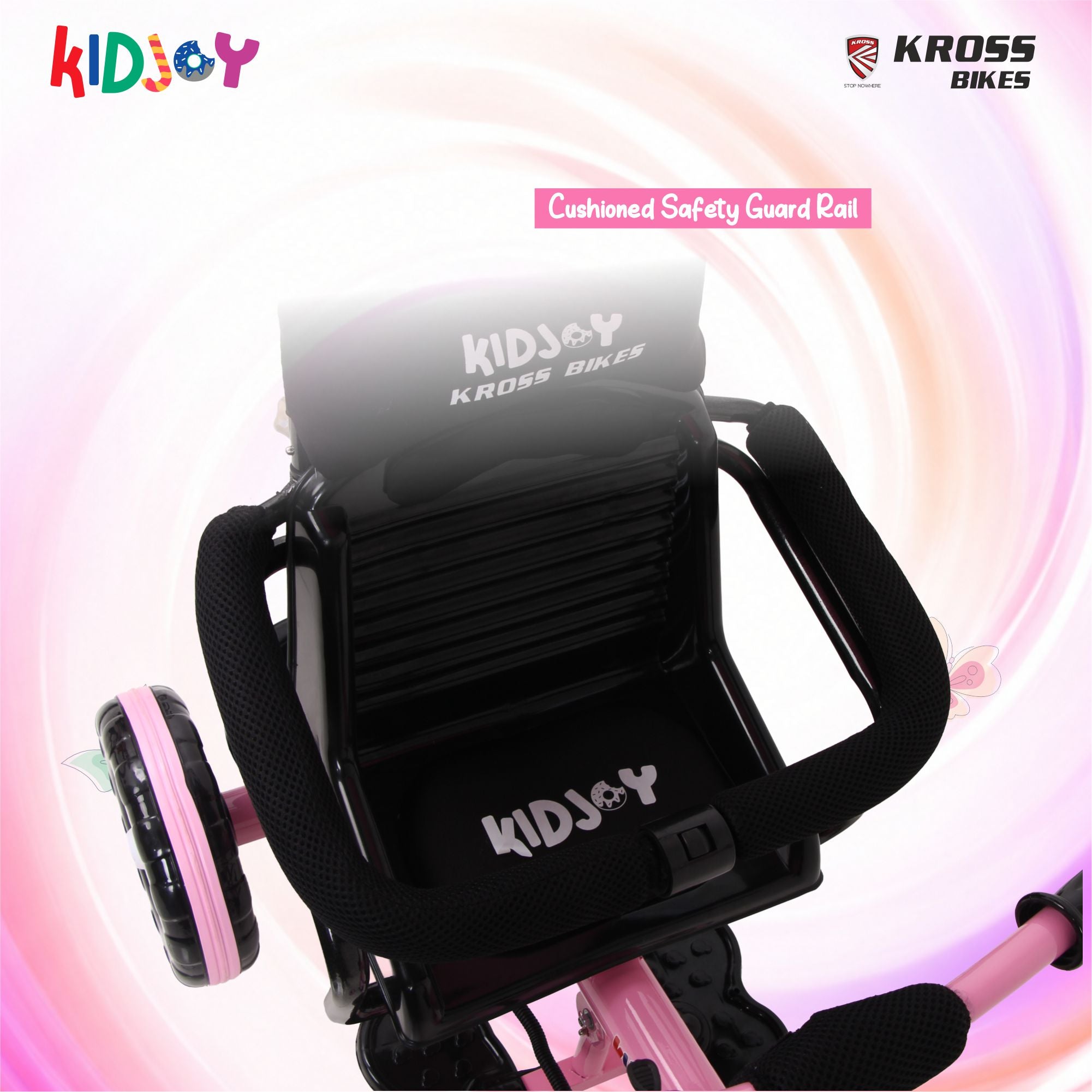 Kidjoy SS-100 Kids Tricycle for 1.5–4 Years with Parental Handle, Canopy & Safety Guard – Steel Frame (Pink)