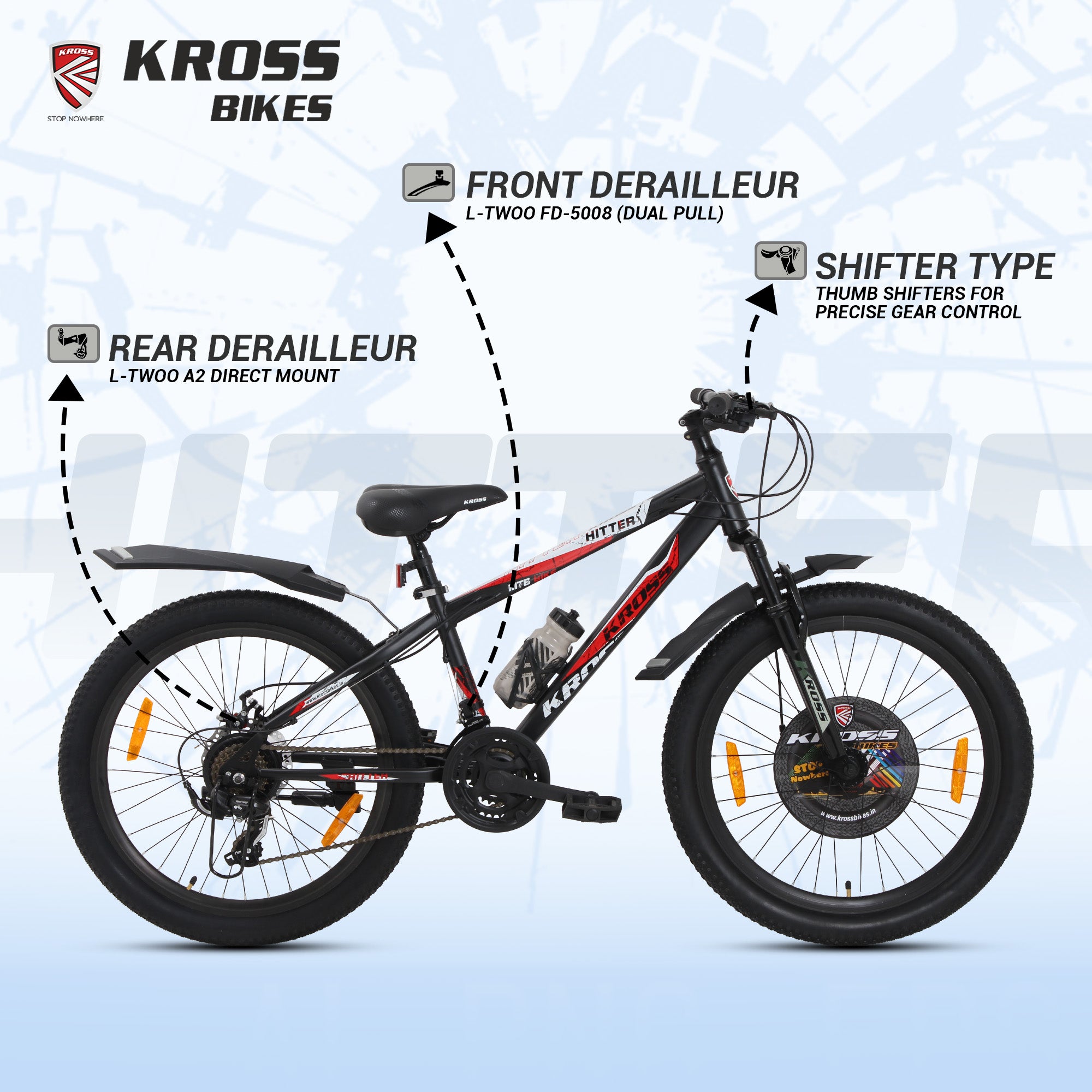 Kross Hitter 24T 21-Speed MTB Bike – Matte Black, Dual Disc, Alloy Rims