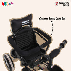 Kidjoy SS-100 Kids Tricycle for 1.5–4 Years with Parental Handle, Canopy & Safety Guard – Steel Frame (Brown)