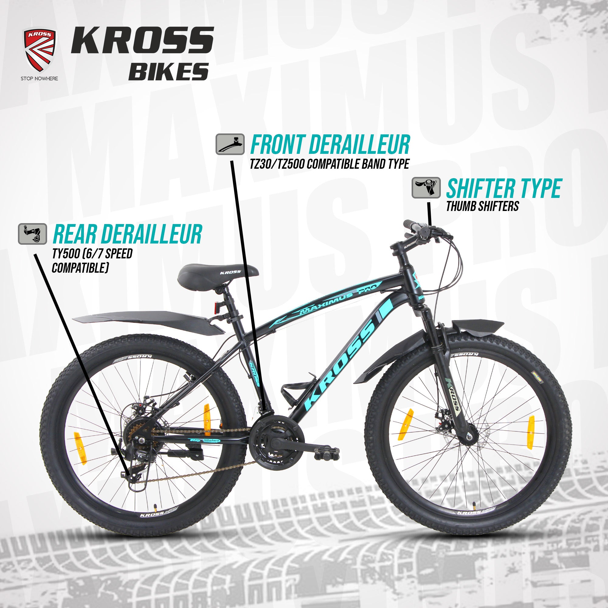 KROSS Maximus Pro 26T – 21-Speed Performance MTB with Suspension Fork, Dual Disc Brakes, Double-Wall Alloy Rims & Ergonomic Steel Frame (Black/Blue)