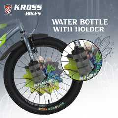 Kross Oddy 20T Kids Bicycle with Training Wheels, V-Brakes, Steel Frame, Green/Grey