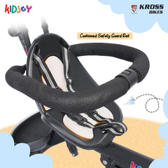 Kidjoy EX-1 3-in-1 Kids Tricycle with Adjustable Parental Handle, Detachable Canopy, EVA Tyres, Safety Belt & Rear Basket (1–4 Years) (Black/White)