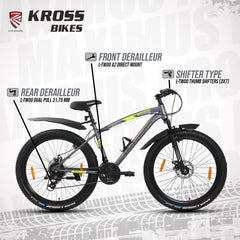 KROSS Maximus Pro 26T 21-Speed MTB with Dual Disc Brakes & Suspension – Grey