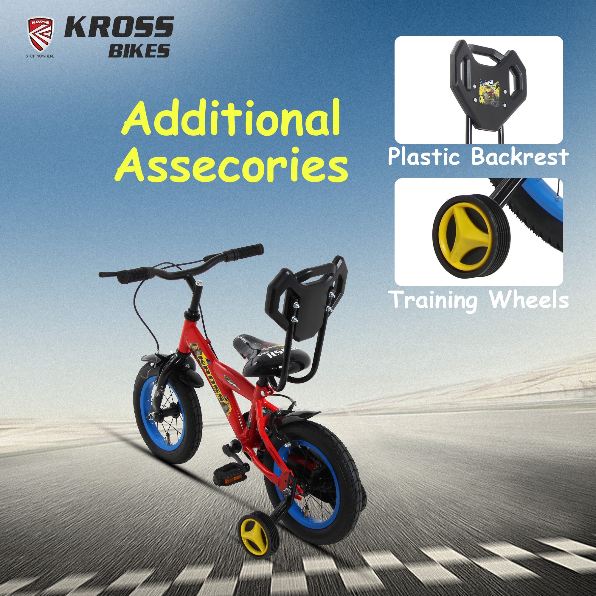 KROSS Crush Pro 12T Kids Bicycle for Age 3–5 Years | Height 85–105 cm | Single Speed | Red