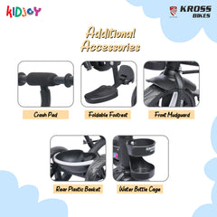Kidjoy EX-1 3-in-1 Kids Tricycle with Adjustable Parental Handle, Detachable Canopy, EVA Tyres, Safety Belt & Rear Basket (1–4 Years) (Black/White)