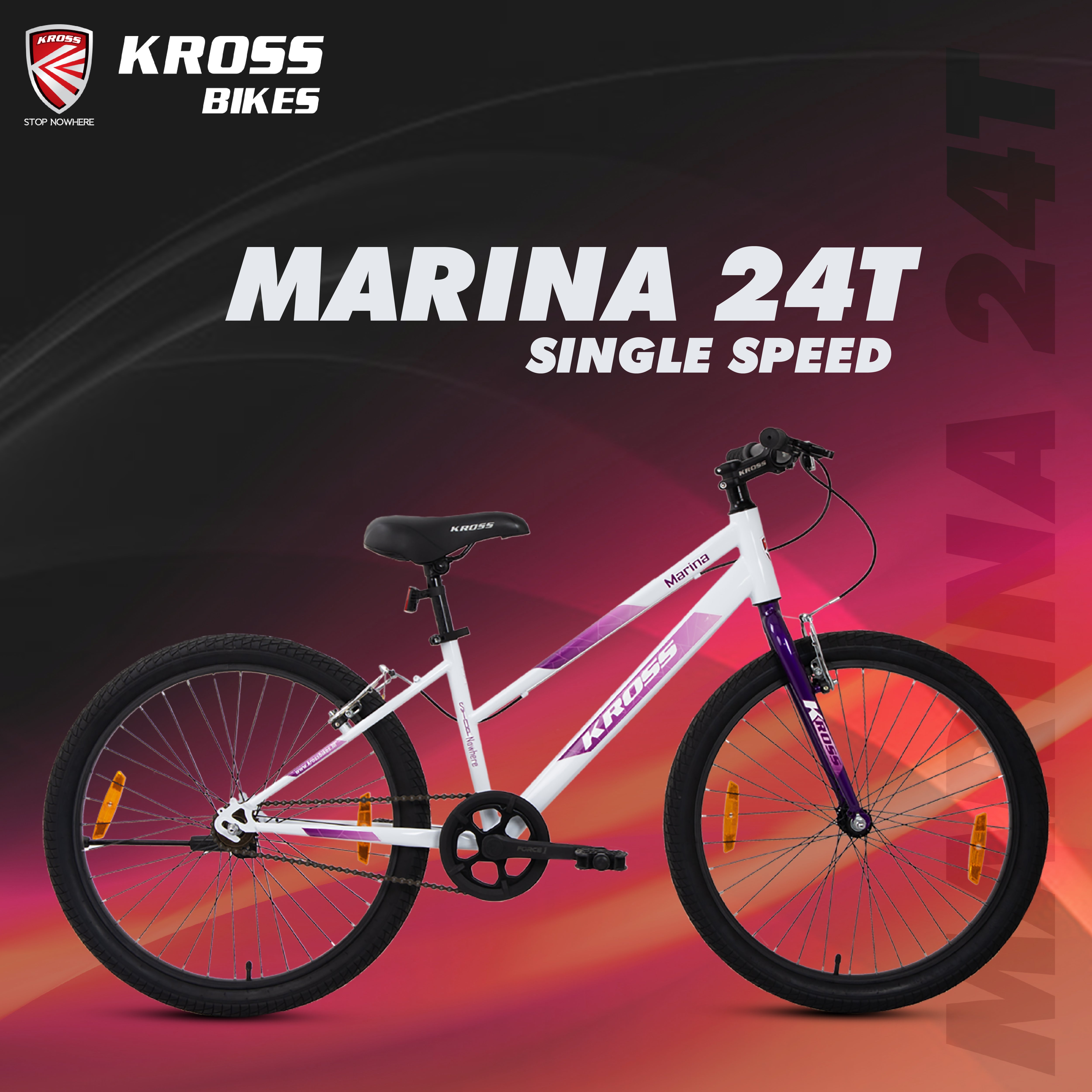 KROSS Marina 24T Single Speed City Hybrid Cycle with Alloy Rims & V-Brakes