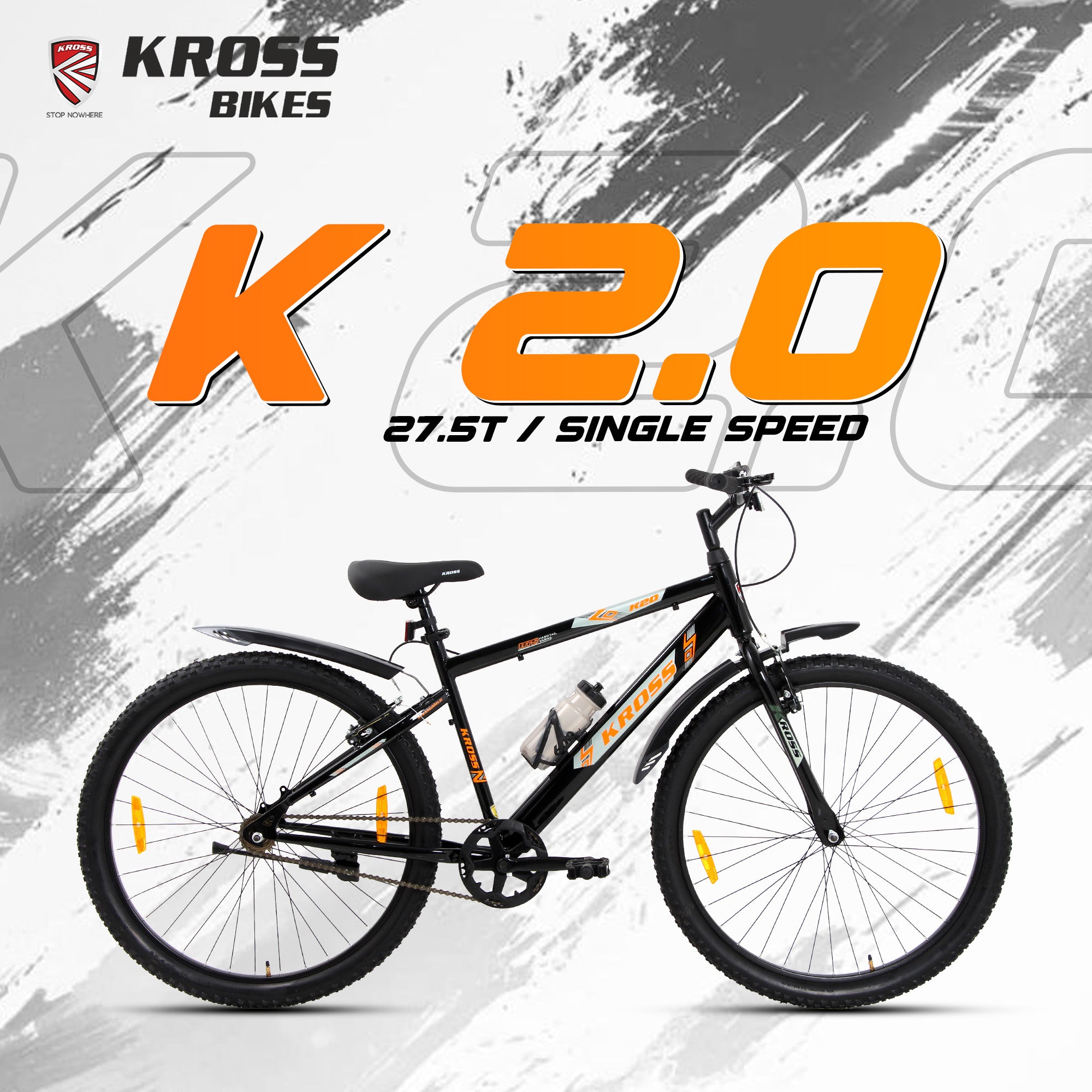Kross K 2.0 27.5T MTB Cycle | Steel Frame | Single Speed | Black | Dual Disc