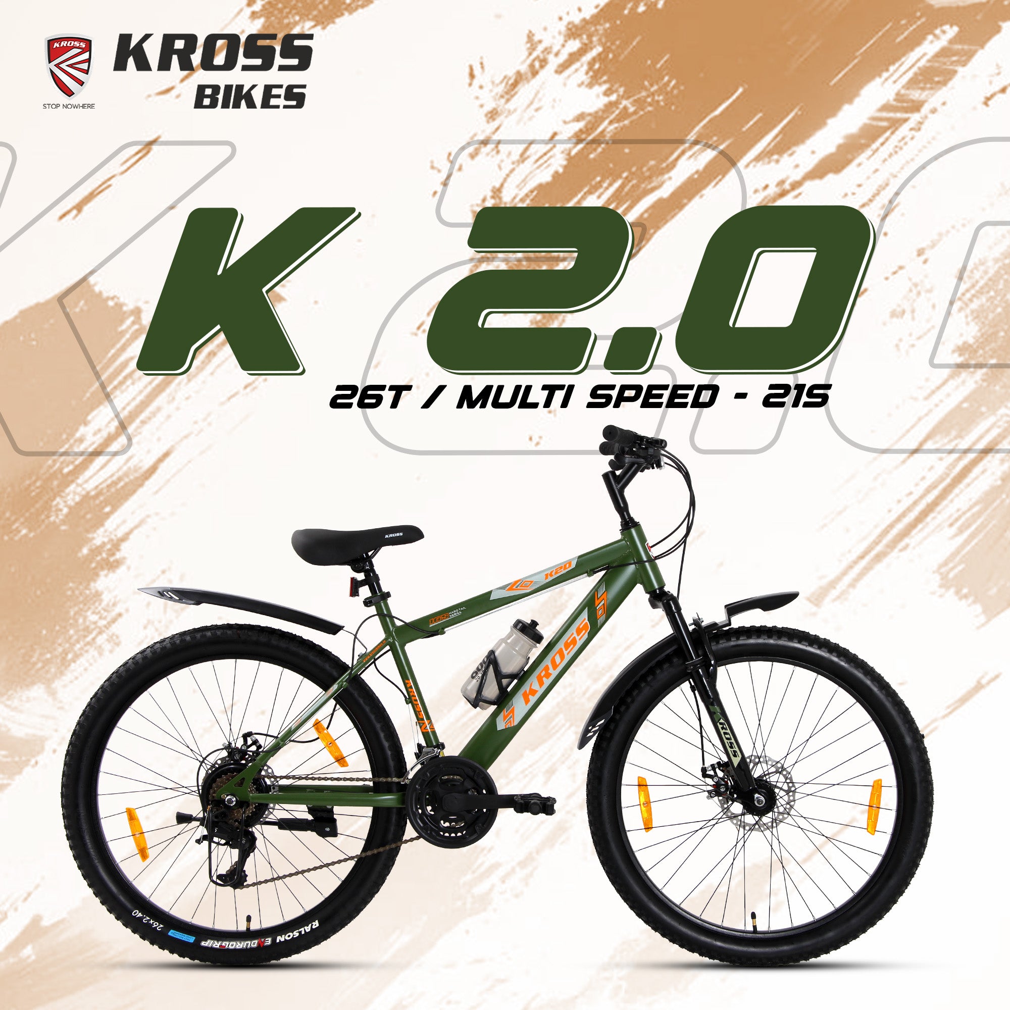Kross K-20 Marbal 26T 21-Speed MTB Bicycle with Dual Disc Brakes & Suspension – Green