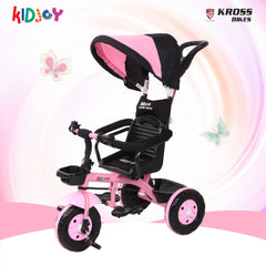 Kidjoy SS-100 Kids Tricycle for 1.5–4 Years with Parental Handle, Canopy & Safety Guard – Steel Frame (Pink)